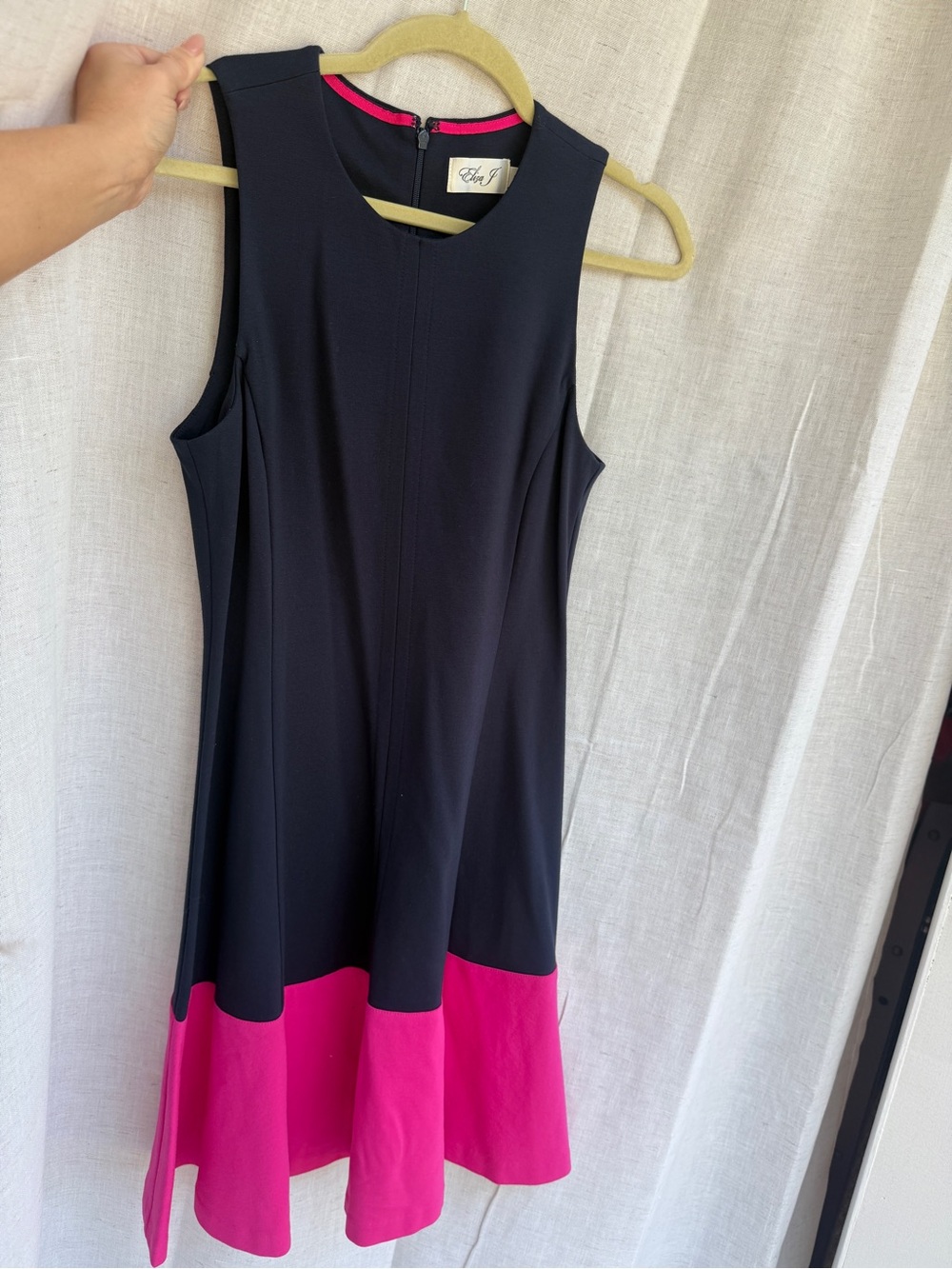 Eliza J Navy Hot Pink Colorblock Sleeveless Fit & Flare Dress